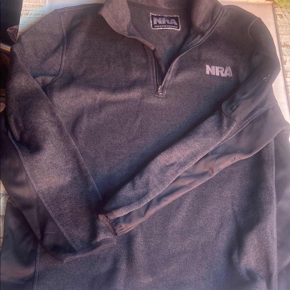 NRA National Rifle Association XL 1/4 Zip Gray Pullover Jacket Sweater